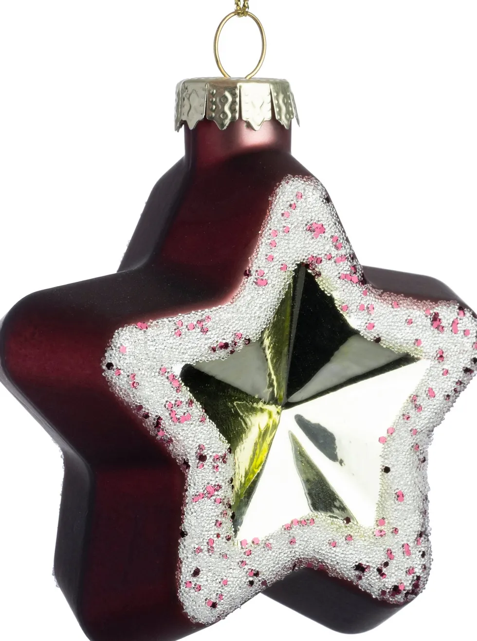 Intratuin kerst ornament Renze paars / zilver 8 x 3,5 x 8 cm