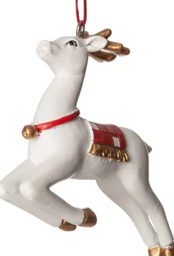 Intratuin kerst ornament rendier wit 6,5 x 3 x 9 cm
