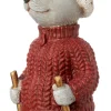 Intratuin kerst ornament Rumi muis ski rood / grijs 4 x 4,5 x 10,3 cm