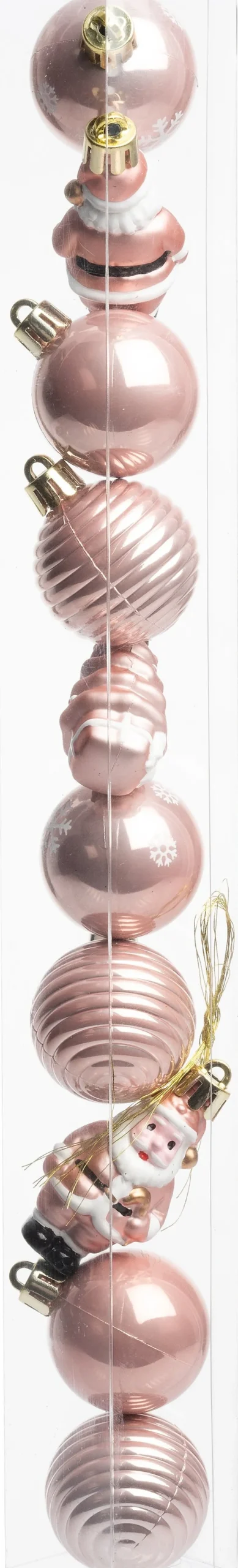 Intratuin kerst ornament Santa roze D 4 cm 10-delig