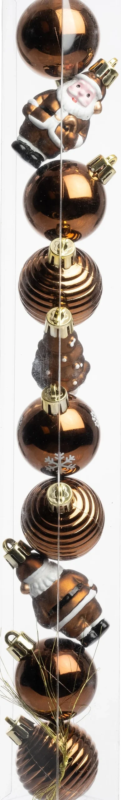 Intratuin kerst ornament Santa bruin D 4 cm 10-delig