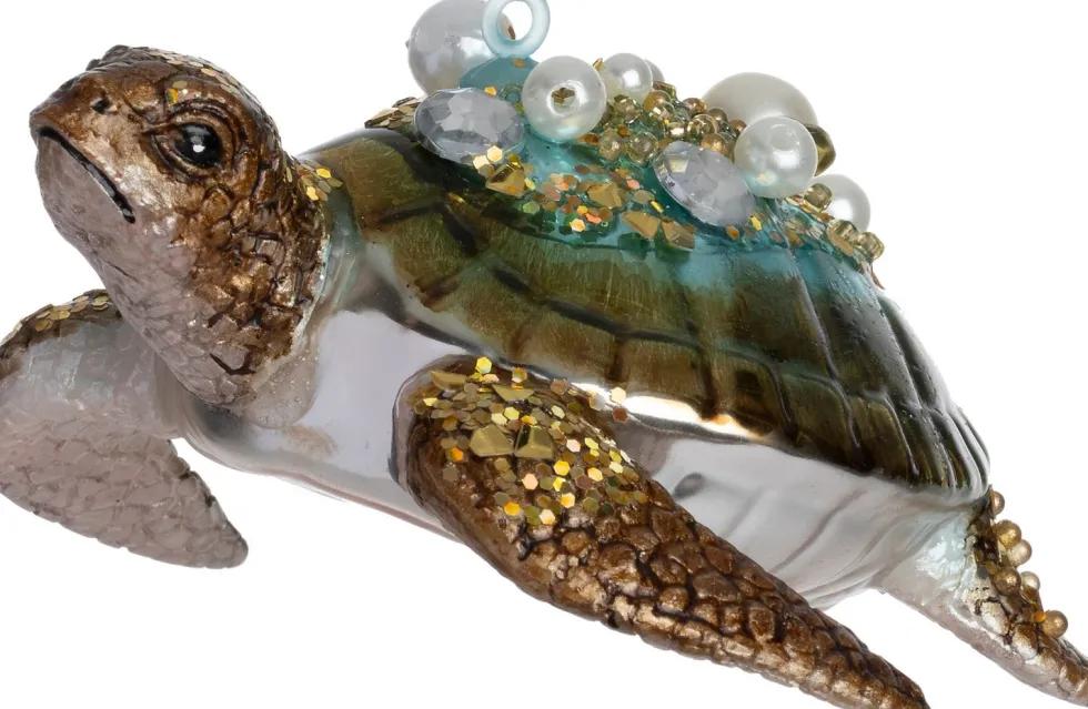 Intratuin kerst ornament schildpad groen 9,4 x 9 x 4 cm