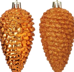 Intratuin kerst ornament Sien dennenappel oranje D 5 H 10 cm 4 stuks