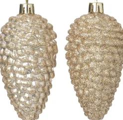 Intratuin kerst ornament Sien dennenappel wit D 5 H 10 cm 4 stuks