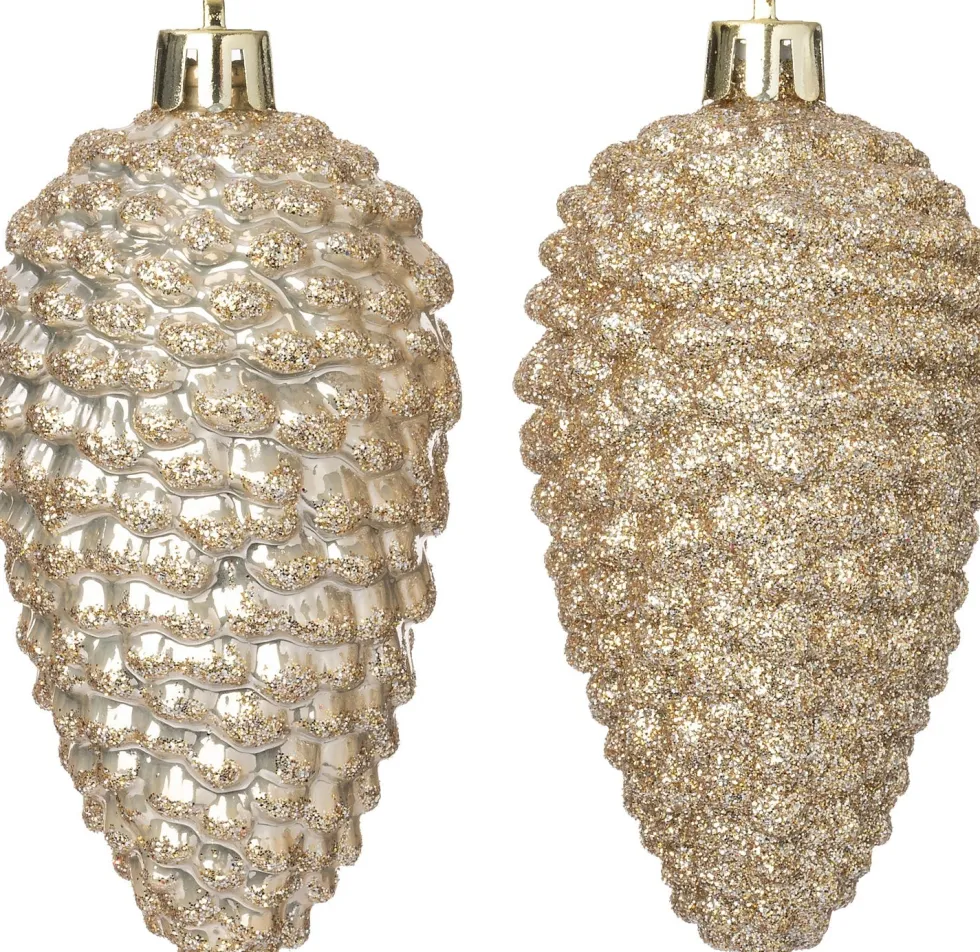 Intratuin kerst ornament Sien dennenappel wit D 5 H 10 cm 4 stuks