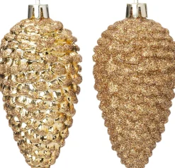 Intratuin kerst ornament Sien dennenappel goud D 5 H 10 cm 4 stuks