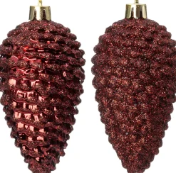 Intratuin kerst ornament Sien dennenappel bordeaux D 5 H 10 cm 4 stuks
