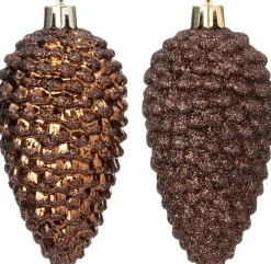 Intratuin kerst ornament Sien dennenappel bruin D 5 H 10 cm 4 stuks