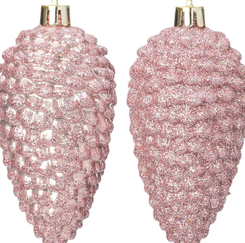 Intratuin kerst ornament Sien dennenappel roze D 5 H 10 cm 4 stuks