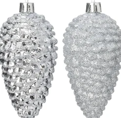 Intratuin kerst ornament Sien dennenappel zilver D 5 H 10 cm 4 stuks