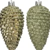 Intratuin kerst ornament Sien dennenappel lichtgroen D 5 H 10 cm 4 stuks