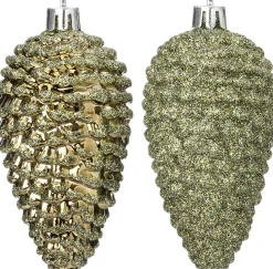 Intratuin kerst ornament Sien dennenappel lichtgroen D 5 H 10 cm 4 stuks