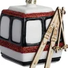 Intratuin kerst ornament skilift wit / rood 6,5 x 6,5 x 8 cm