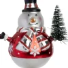 Intratuin kerst ornament sneeuwpop wit / rood 8,3 x 6,2 x 14,8 cm