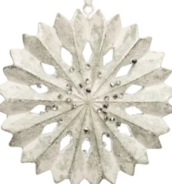 Intratuin kerst ornament sneeuwvlok wit 8,8 x 1,2 x 8,8 cm