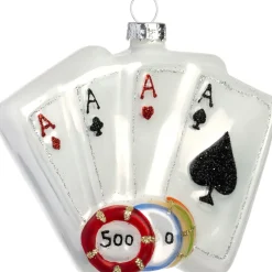 Intratuin kerst ornament speelkaarten wit 11,2 x 3,9 x 9,3 cm