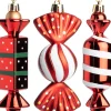 Intratuin kerst ornament Taffy rood / wit 10,5 x 3,5 x 12 cm 3-delig