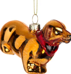 Intratuin kerst ornament teckel oranje 7,7 x 3,5 x 6,2 cm