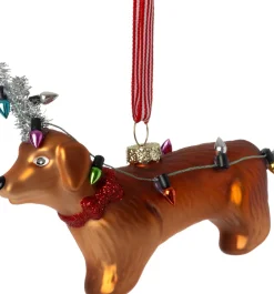 Intratuin kerst ornament teckel bruin 12 x 4 x 10 cm