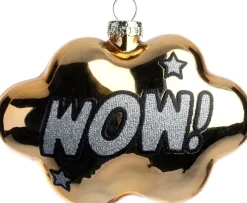 Intratuin kerst ornament tekstballon wow goud 10,6 x 4,3 x 7,1 cm