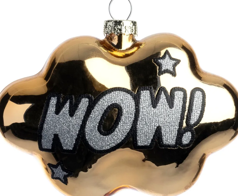 Intratuin kerst ornament tekstballon wow goud 10,6 x 4,3 x 7,1 cm