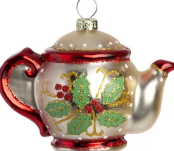Intratuin kerst ornament theepot goud 8 x 6 x 7 cm