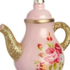 Intratuin kerst ornament theepot roze 10 x 6 x 10 cm