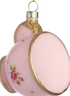 Intratuin kerst ornament theekopje roze 6 x 7,5 x 5 cm