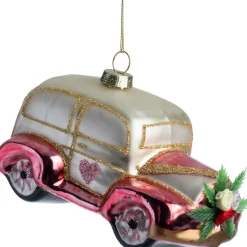 Intratuin kerst ornament trouwauto roze 5 x 6 x 10 cm