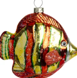 Intratuin kerst ornament tropische vis rood / goud 10,1 x 5,1 x 9 cm