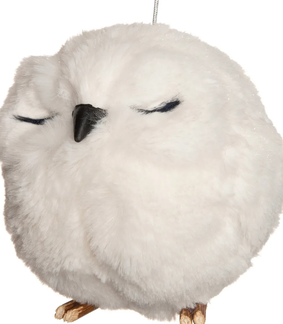 Intratuin kerst ornament Uil ogen dicht wit D 9 H 9 cm