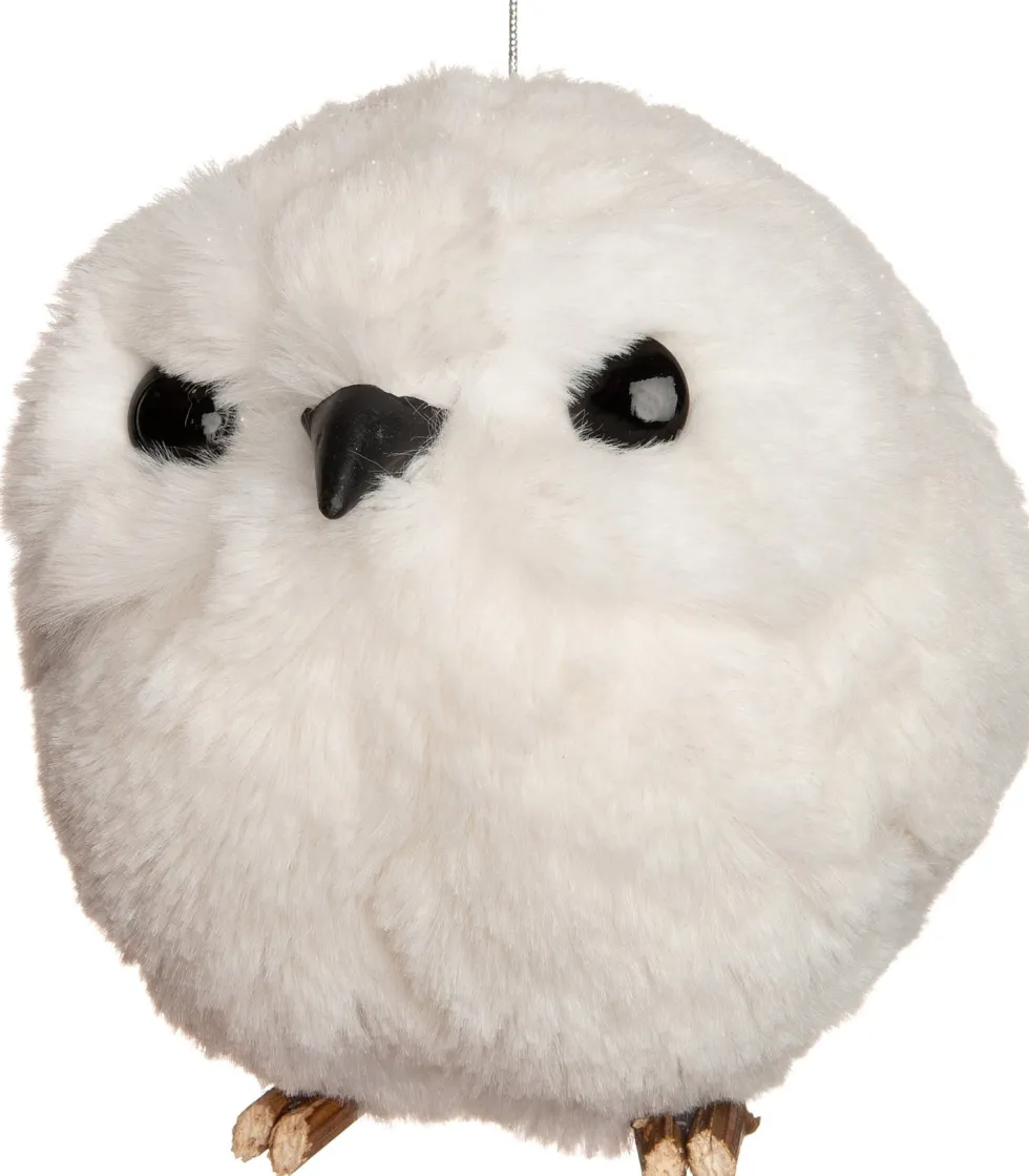 Intratuin kerst ornament Uil ogen open wit D 9 H 9 cm