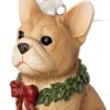Intratuin kerst ornament Vico hond met krans bruin 4 x 5,8 x 7,5 cm