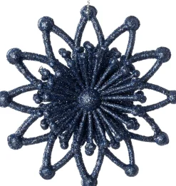 Intratuin kerst ornament Vin bloem donkerblauw 11,5 x 3,5 x 11,5 cm