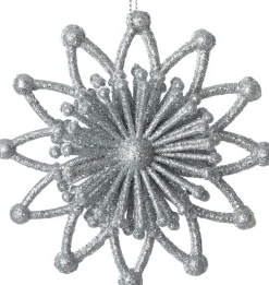 Intratuin kerst ornament Vin bloem zilver 11,5 x 3,5 x 11,5 cm