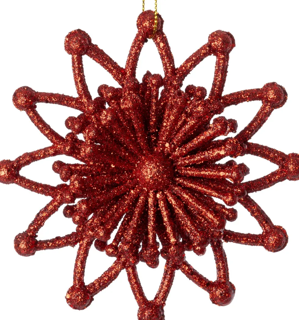 Intratuin kerst ornament Vin bloem rood 11,5 x 3,5 x 11,5 cm