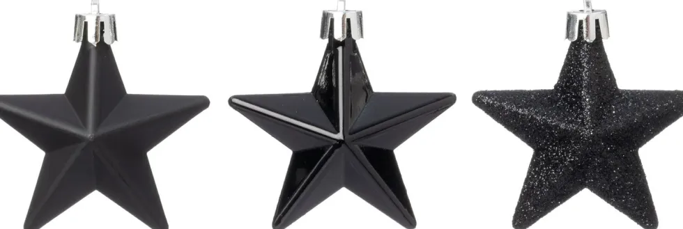 Intratuin kerst ornament Vion ster zwart D 7 H 2 cm 12 stuks