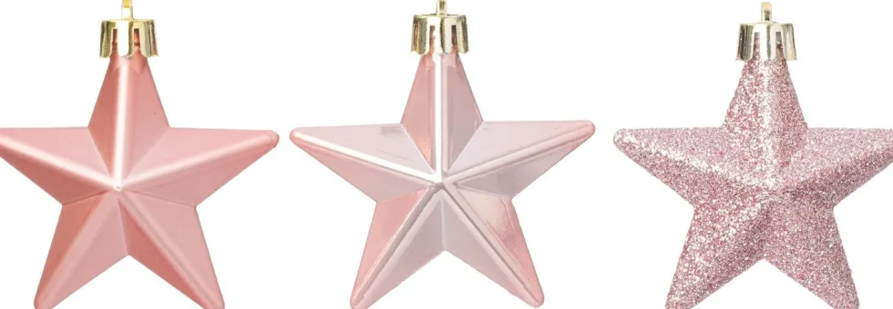 Intratuin kerst ornament Vion ster roze D 7 H 2 cm 12 stuks
