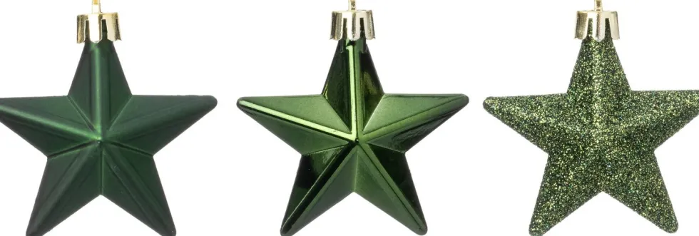 Intratuin kerst ornament Vion ster donkergroen D 7 H 2 cm 12 stuks