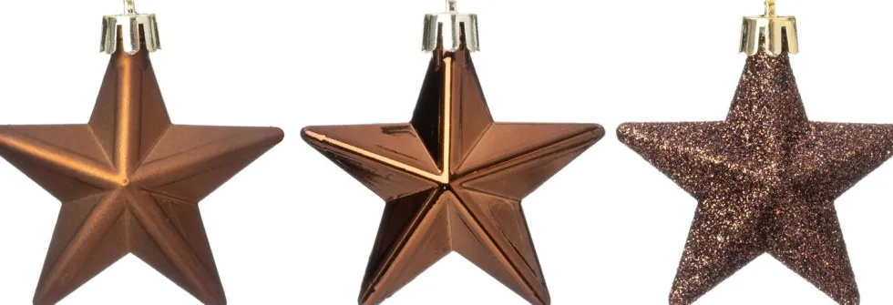 Intratuin kerst ornament Vion ster bruin D 7 H 2 cm 12 stuks