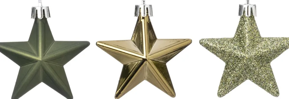 Intratuin kerst ornament Vion ster lichtgroen D 7 H 2 cm 12 stuks