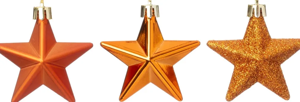 Intratuin kerst ornament Vion ster oranje D 7 H 2 cm 12 stuks