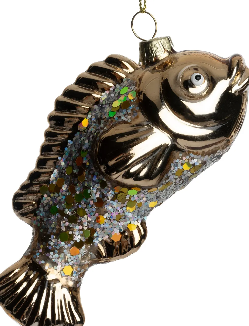 Intratuin kerst ornament vis goud / zilver 11,8 x 4,5 x 5,8 cm