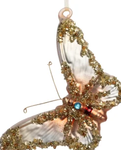 Intratuin kerst ornament vlinder goud / blauw 12,5 x 3 x 8 cm