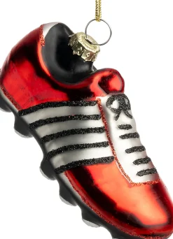 Intratuin kerst ornament voetbalschoen rood / wit 9,4 x 3,8 x 4,5 cm