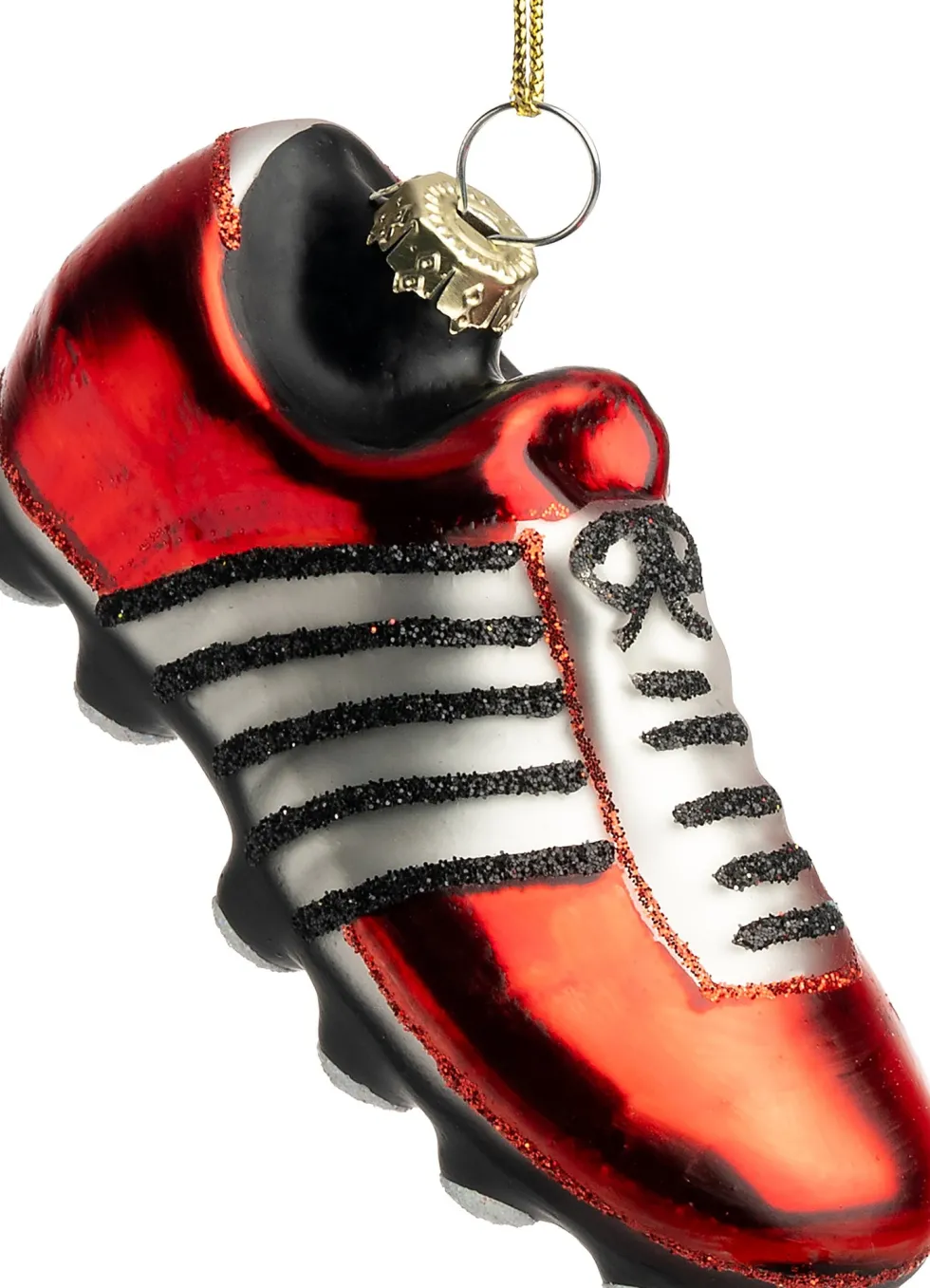 Intratuin kerst ornament voetbalschoen rood / wit 9,4 x 3,8 x 4,5 cm