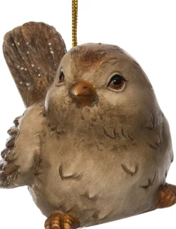 Intratuin kerst ornament Vogel bruin 7,5 x 6 x 7,5 cm