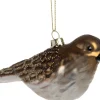 Intratuin kerst ornament vogel bruin / wit 13 x 5,5 x 5,5 cm