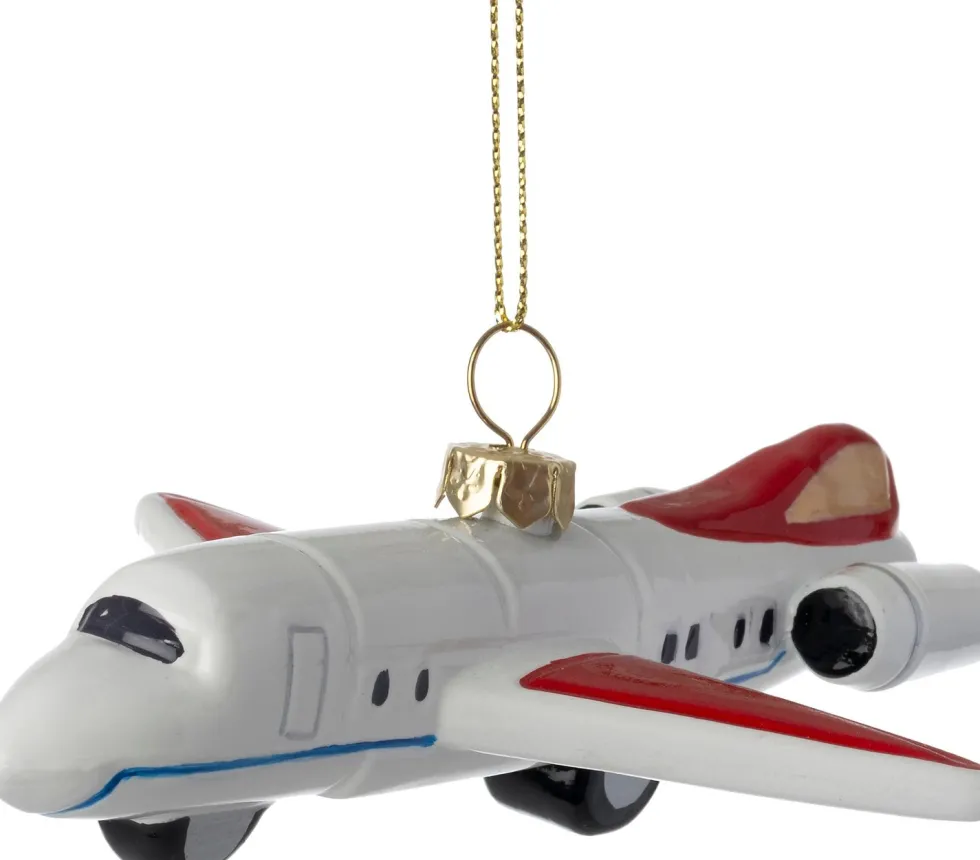 Intratuin kerst ornament Vola vliegtuig wit 14,3 x 10,5 x 4 cm