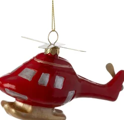Intratuin kerst ornament Vola helicopter rood 13,5 x 4 x 7 cm